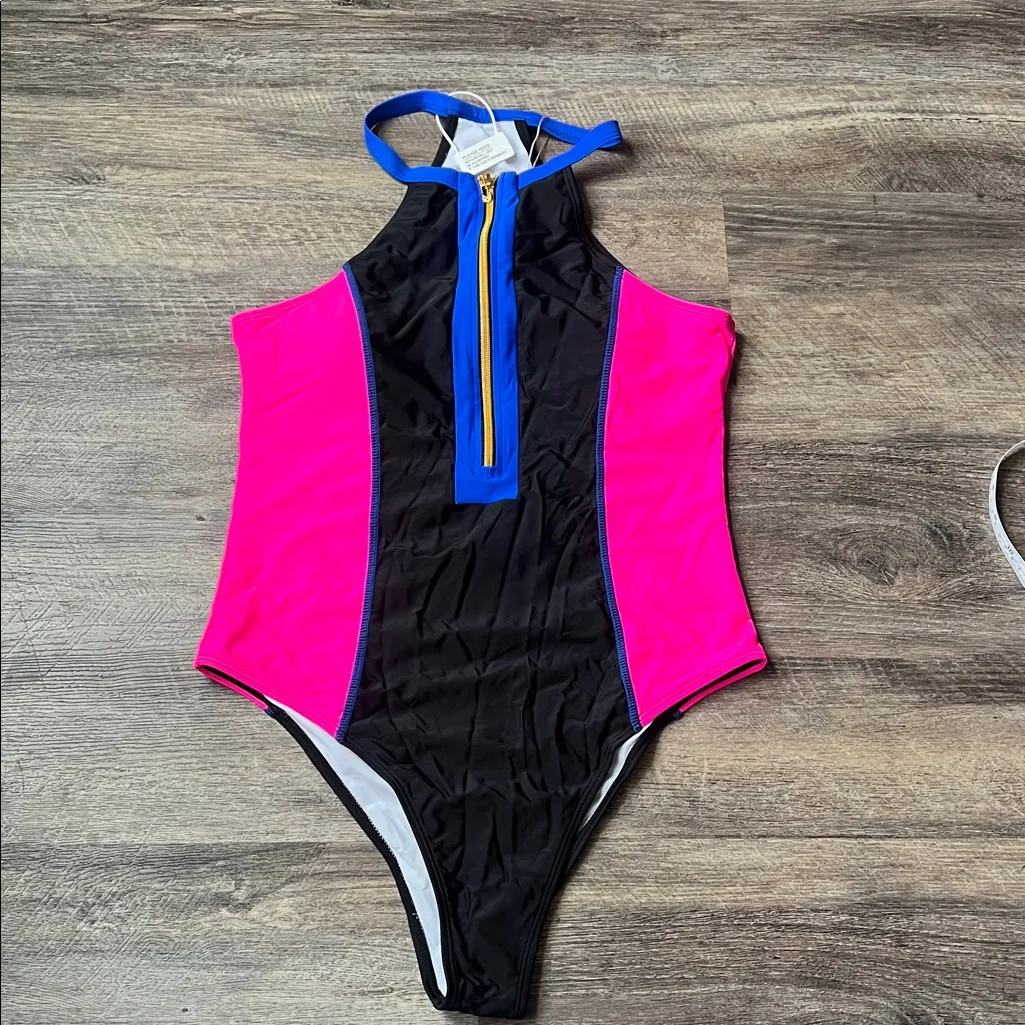 BIKINX One Piece Surfing Swimsuits Zipper Bathing Suits Monokini Swim Sz L ⚫️ Black Size L - Image 3