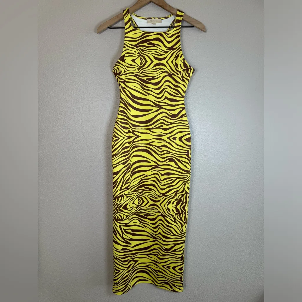 MESHKI LIMA Halter Zebra Print Halter Neck Midi Dress size XS - Image 3
