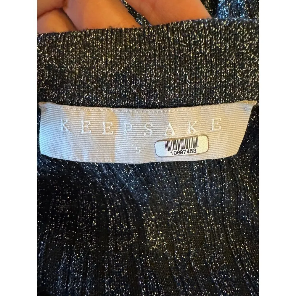 Keepsake Dress Women Small Gray Off The Shoulder Metallic Reflections Sheath - Image 9