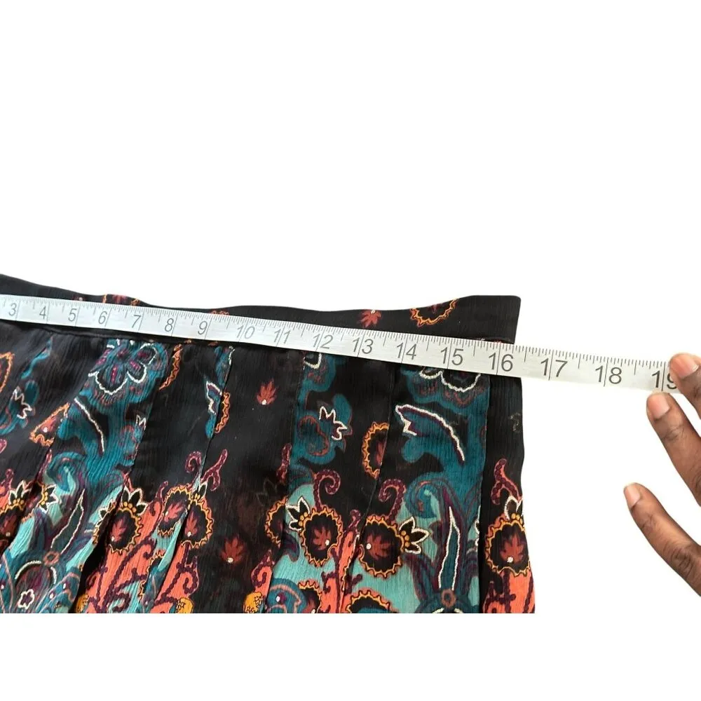 VTG Pleated Sheer Fit & Flare Skirt Whimsigoth Fairy Grunge Floral Boho Cottage - Image 5