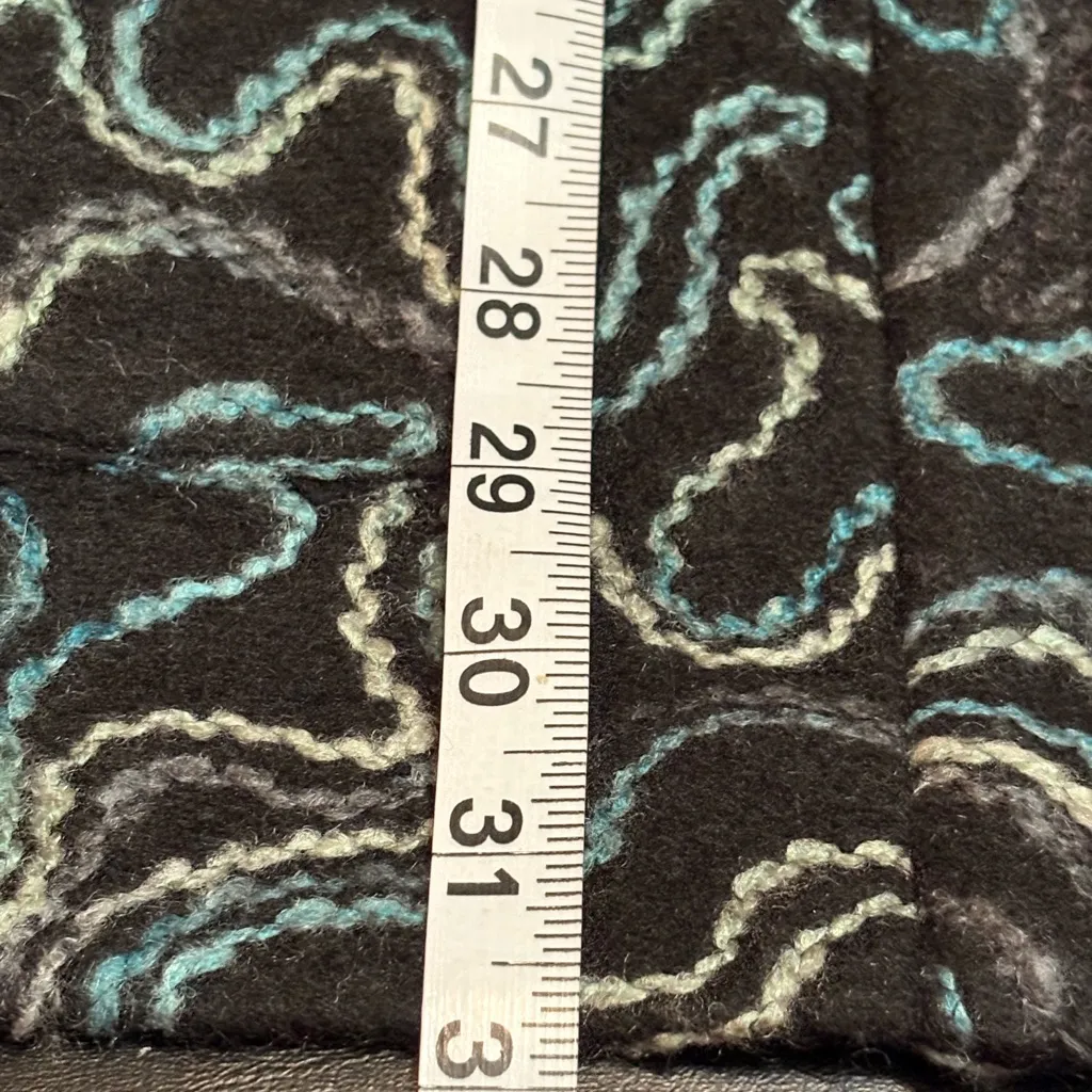 J Jill Women's Open Front Cardigan Sweater Abstract Swirls Wool Blend Size M Black Size M - Image 12