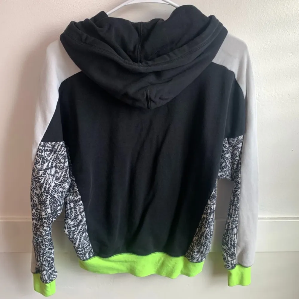 Nike Black, White, & Neon Green Paint Splatter Print Full Zip Jacket - Image 2