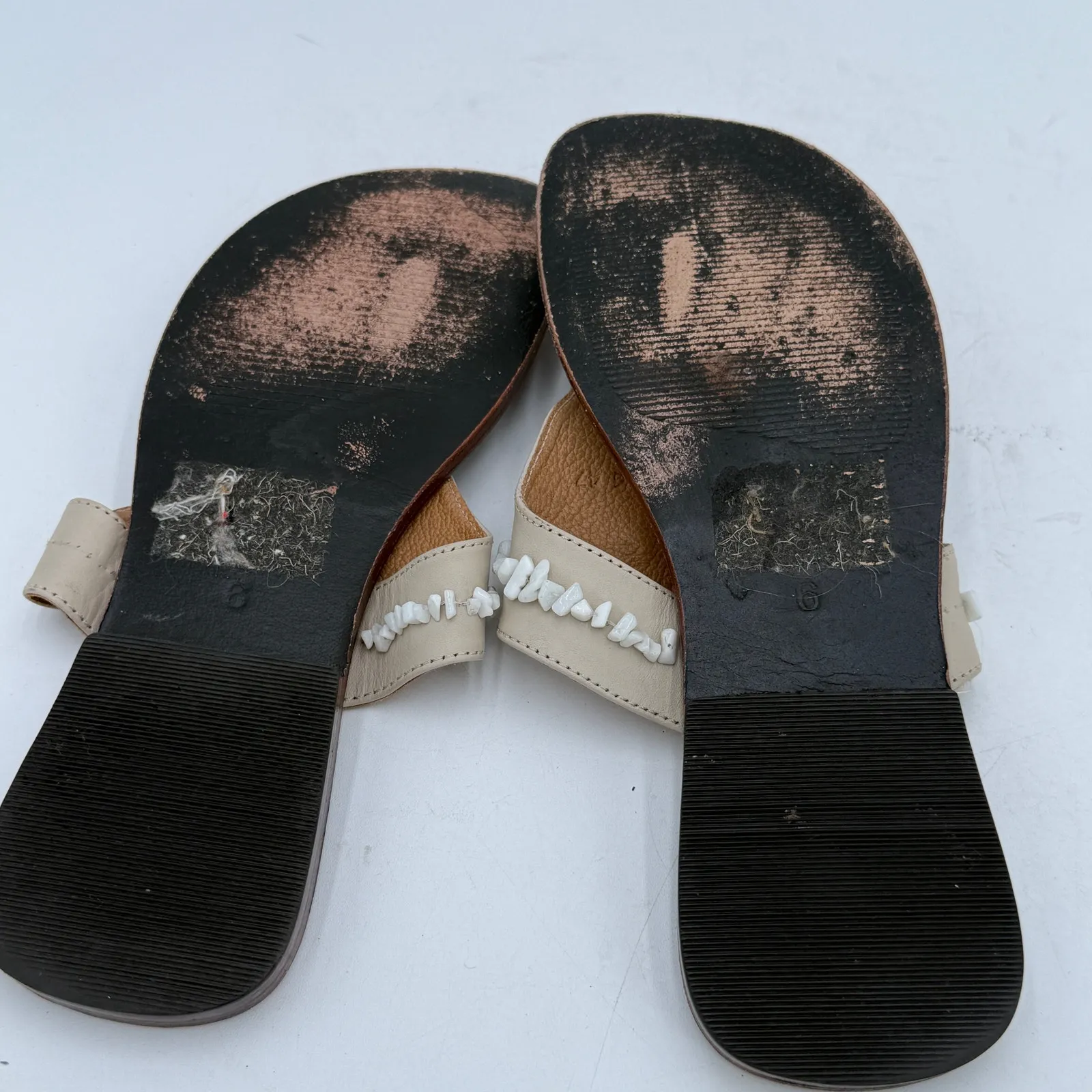 Matisse Women's Leather Beaded Sandals Size 6 White - Image 7