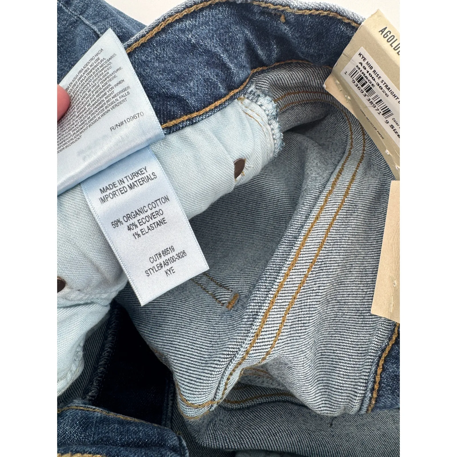 AGOLDE Kye Mid Rise Straight Crop Jeans Womens Sz 31 NWT Mirage Mid Wash Denim - Image 9