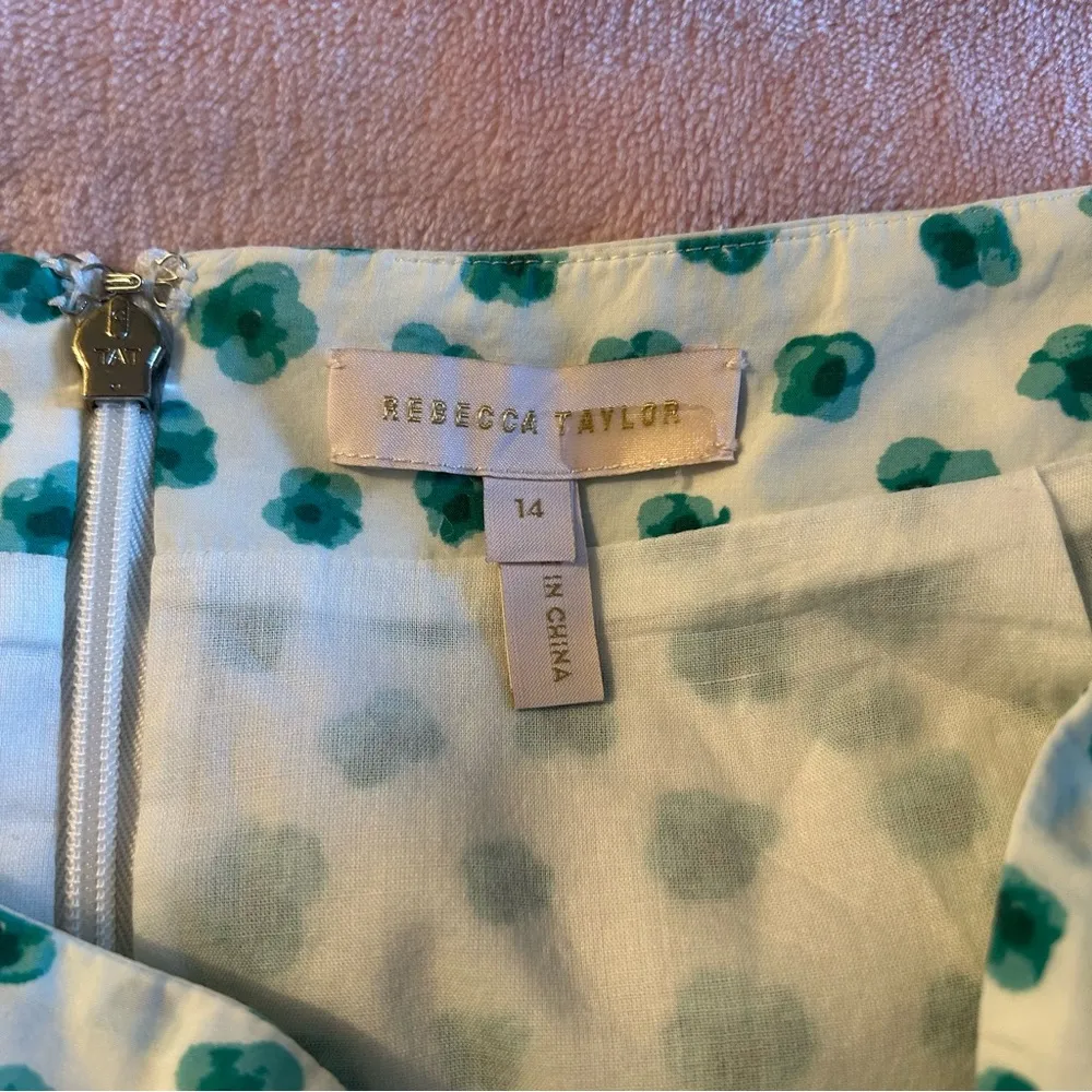 Rebecca Taylor emerald daisy wrap around cotton mini skirt with ruffles size 14 - Image 5