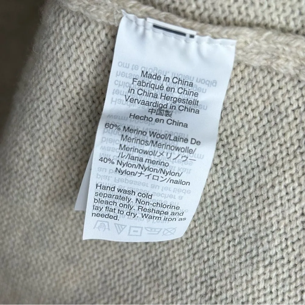 Madewell Neutral Wool Blend Bubble Sleeve V Neck Knit Sweater Dress size Small - Image 8