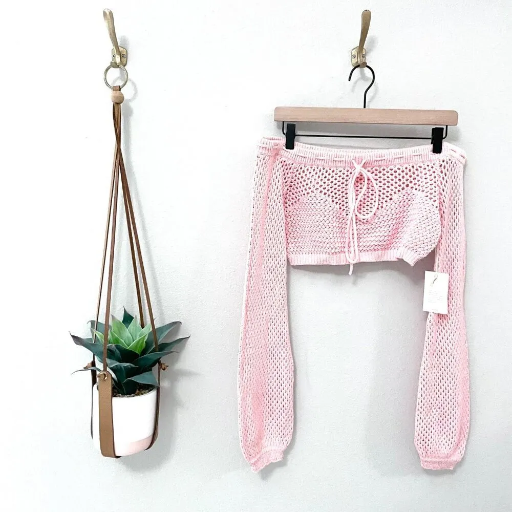 NWT REVOLVE Tularosa Andy Off Shoulder Sweater Pink Long Sleeve Size M - Image 3