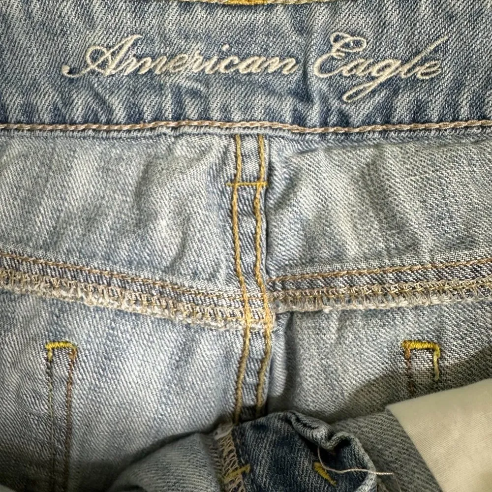 American Eagle Light Blue Patchwork Denim Shorts Women's 4 - Image 3