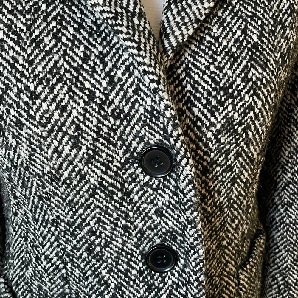 J. Crew Black White Tweed Herringbone Blazer Fully Lined Size 4 CS - Image 2