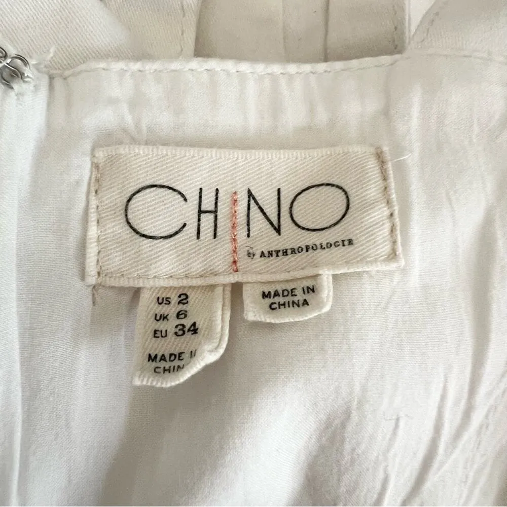 Chino By Anthro Women’s White Wrap Top Wide Leg Sleeveless Scalloped Jumpsuit 2 - Image 4