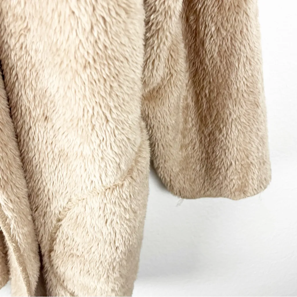 SABRINA LAUREN New York Tan Hooded Fuzzy Long Sleeves Open Front Jacket Size XL - Image 7