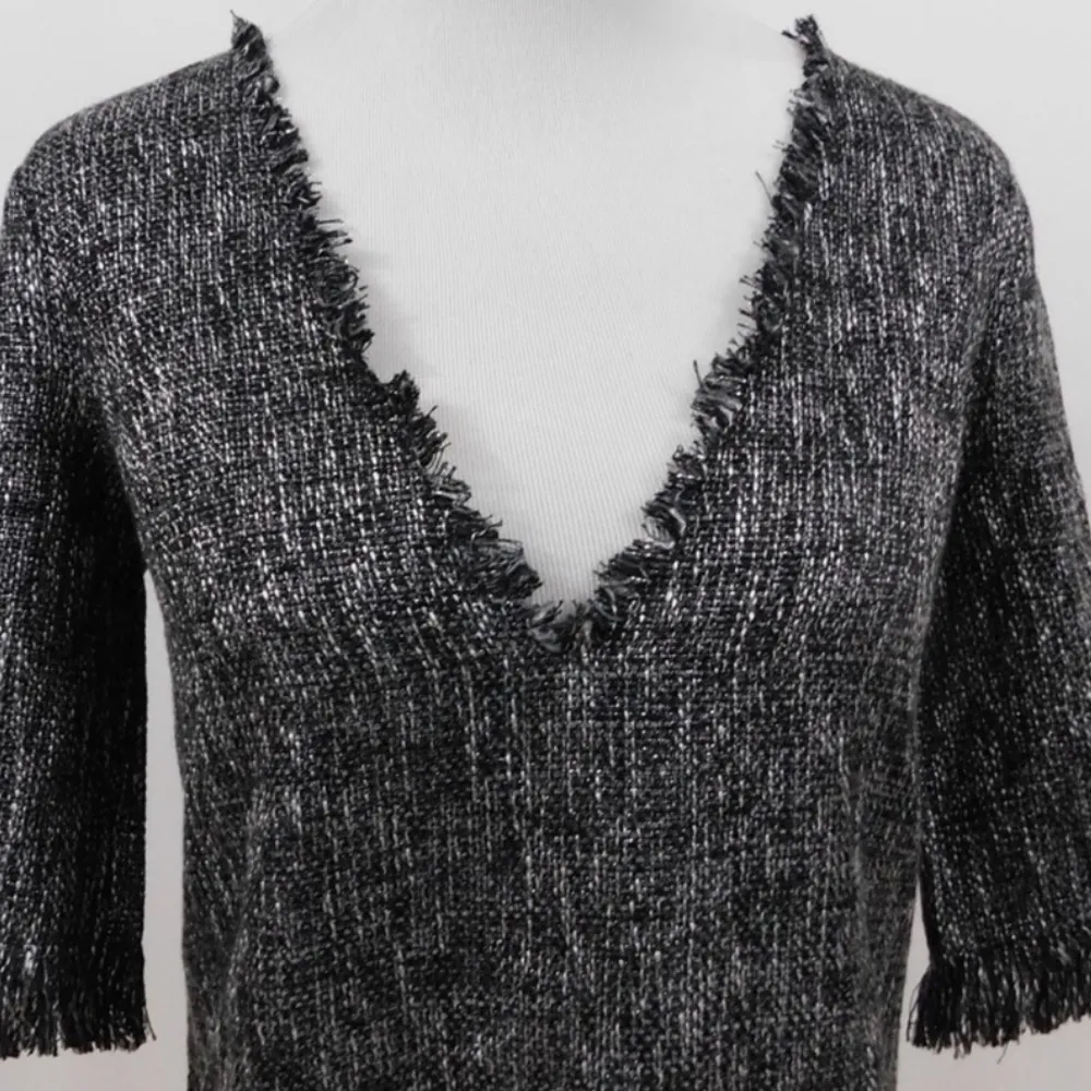 House of Harlow x Revolve Grey Metallic Distressed Frayed Mini Dress Size XS Gray - Image 6