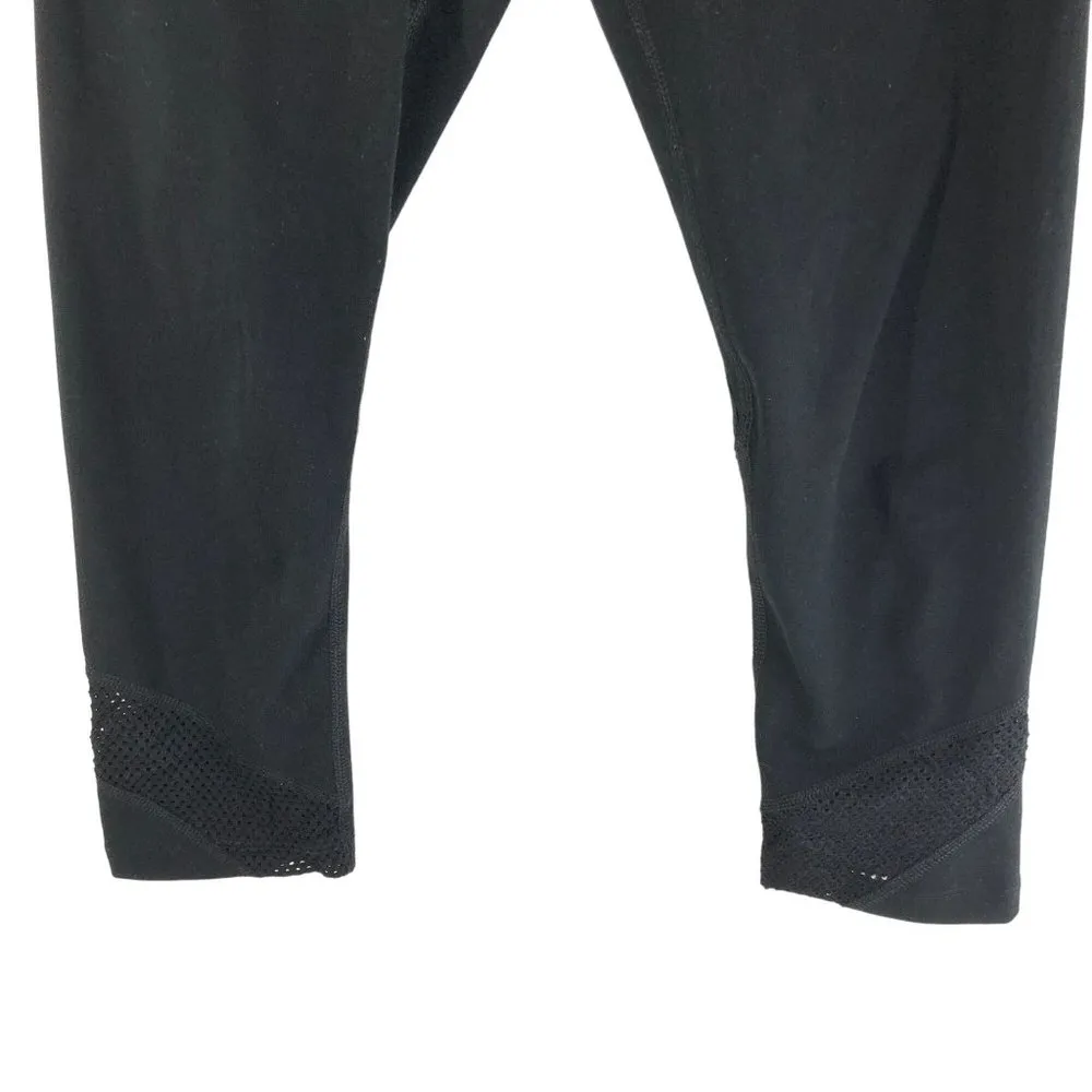 DKNY Womens Cropped Leggings Mesh Black XS - Image 2