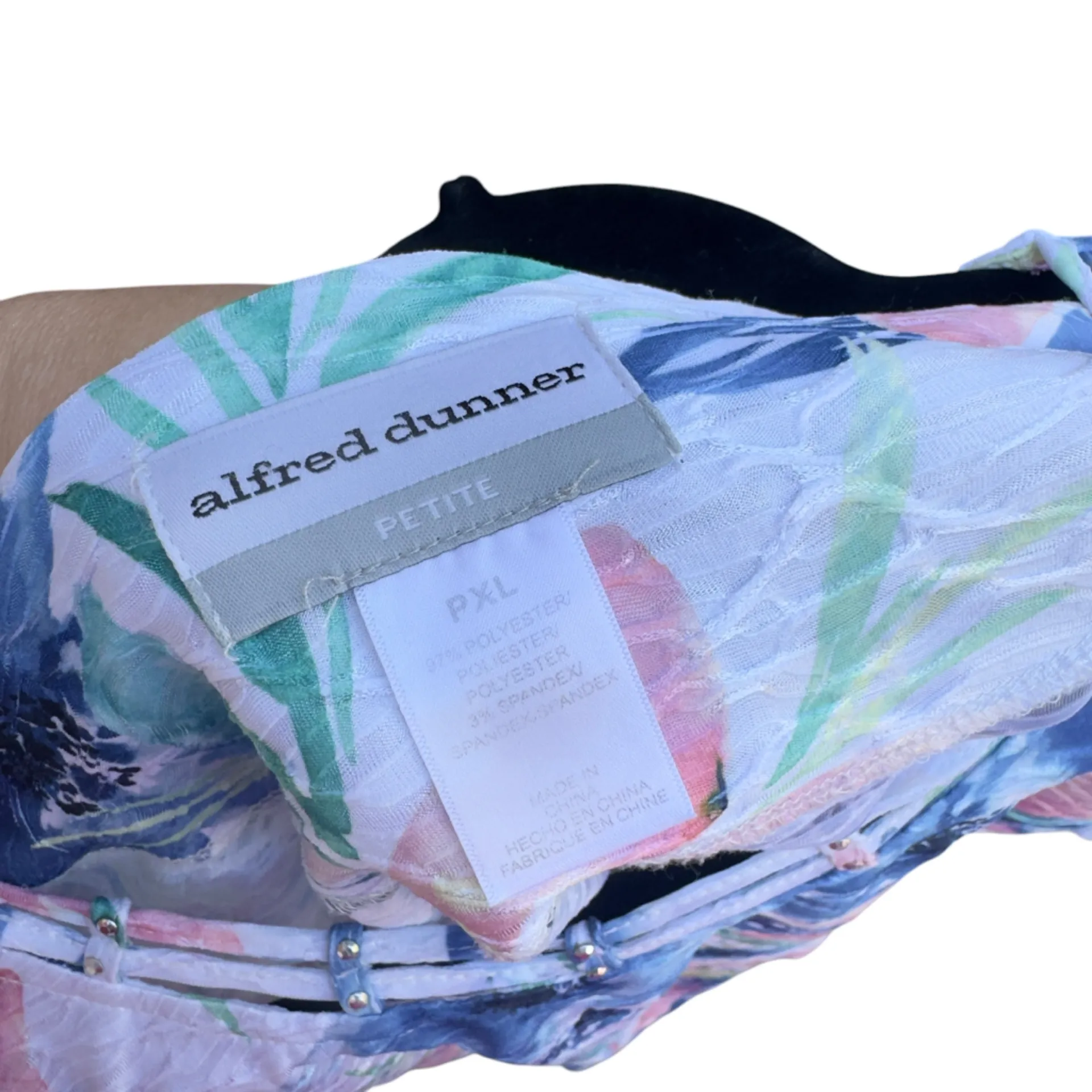 Alfred Dunner Petite XL Multicolor Floral Textured Blouse 3/4 Sleeve in GUC White Size undefined - Image 7