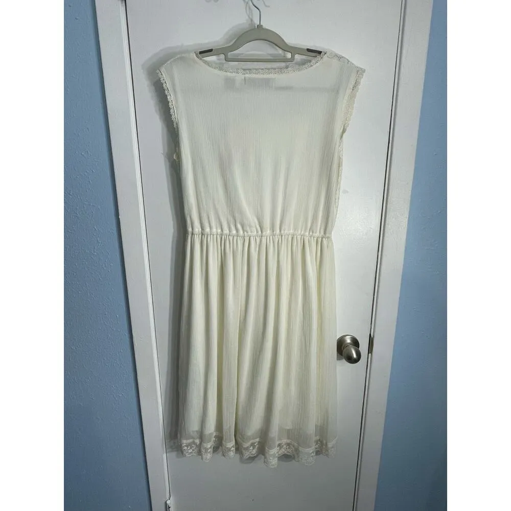 R Cinco Ranch Dress Large Off White Floral Lace Cottage Core Western NWT - Image 4