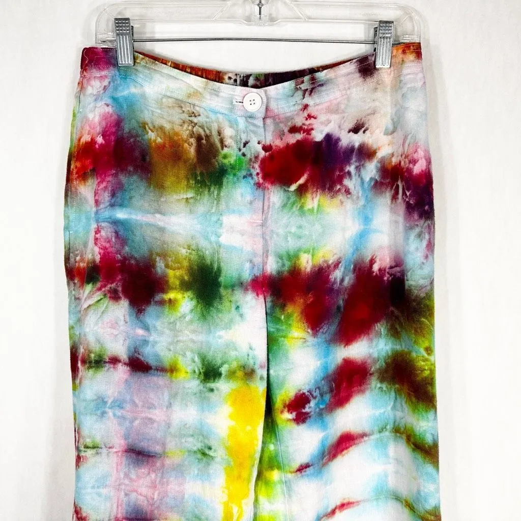 Kim Rogers Size 10 Pants Best Me Tie Dye Handmade Linen Lined Straight‎ 1181 - Image 3