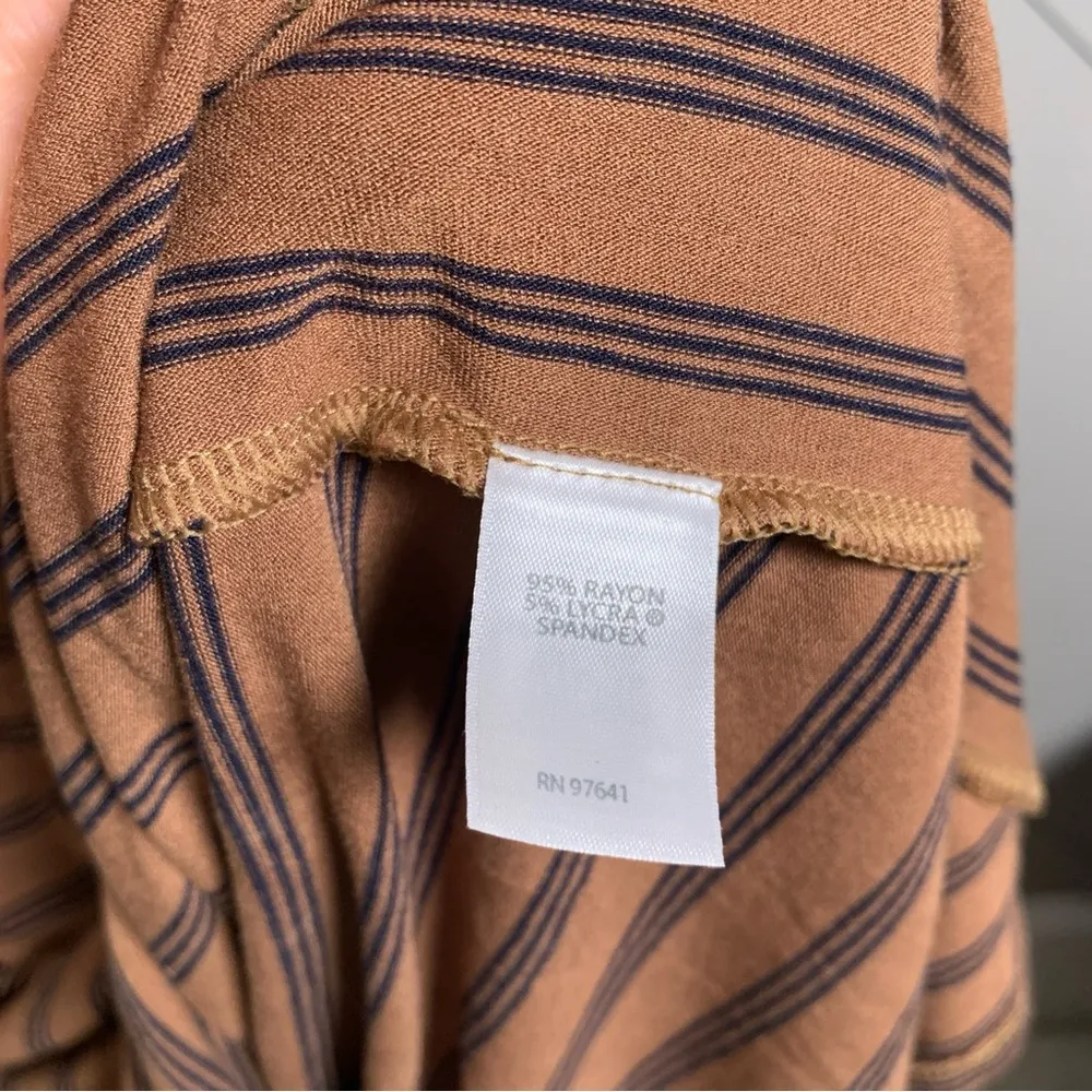 J. Jill Brown Black Striped Long Sleeve Dress Size Large - Image 10