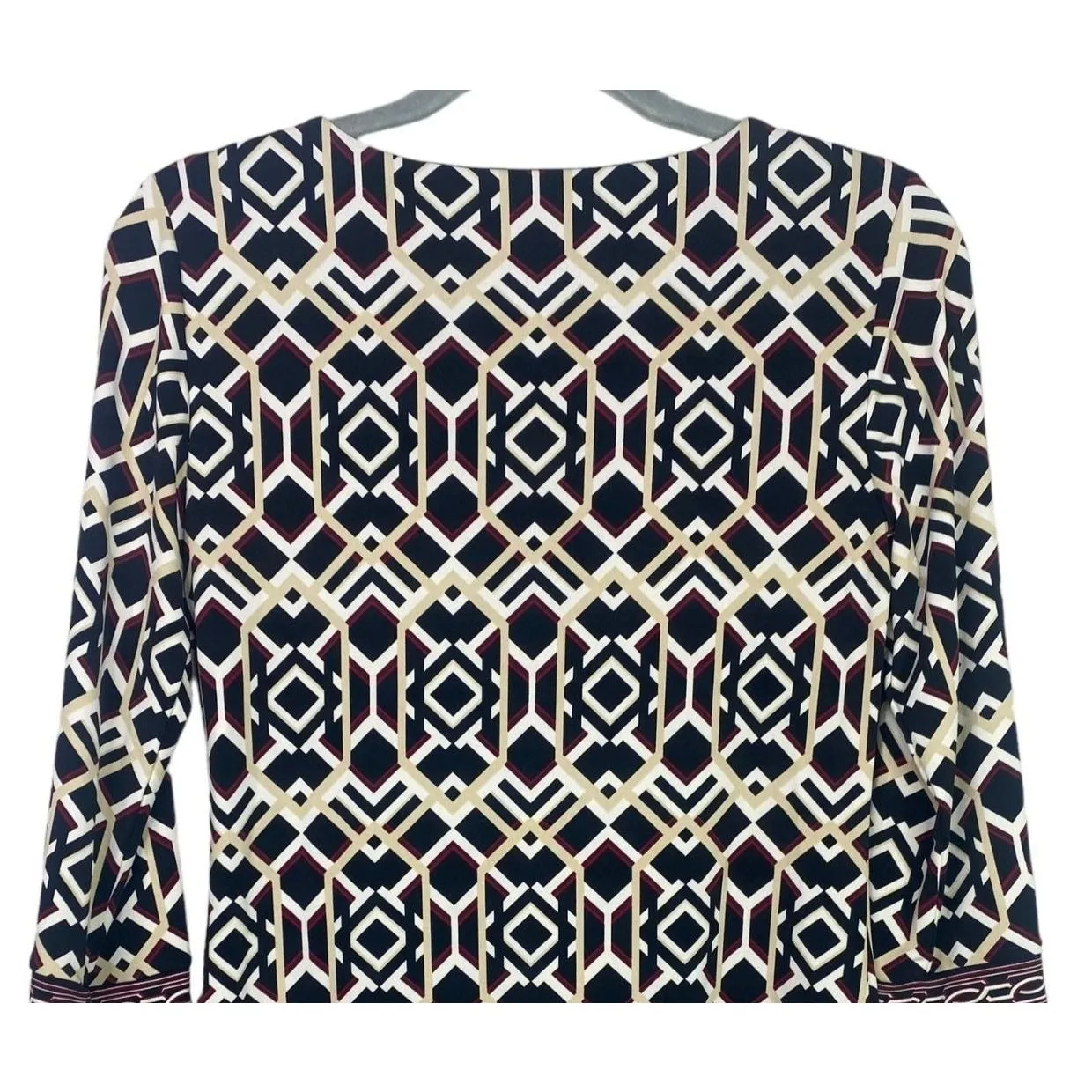 White House Black Market Tunic Sparkle Geometric Mini Dress XS Black Maroon - Image 9