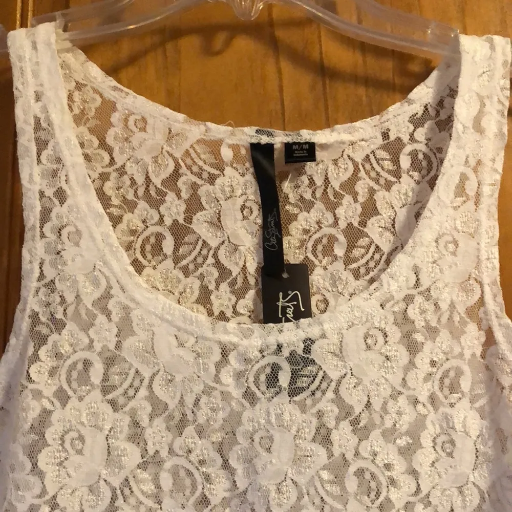 NWT City Streets White Lace Tank Top Medium - Image 3