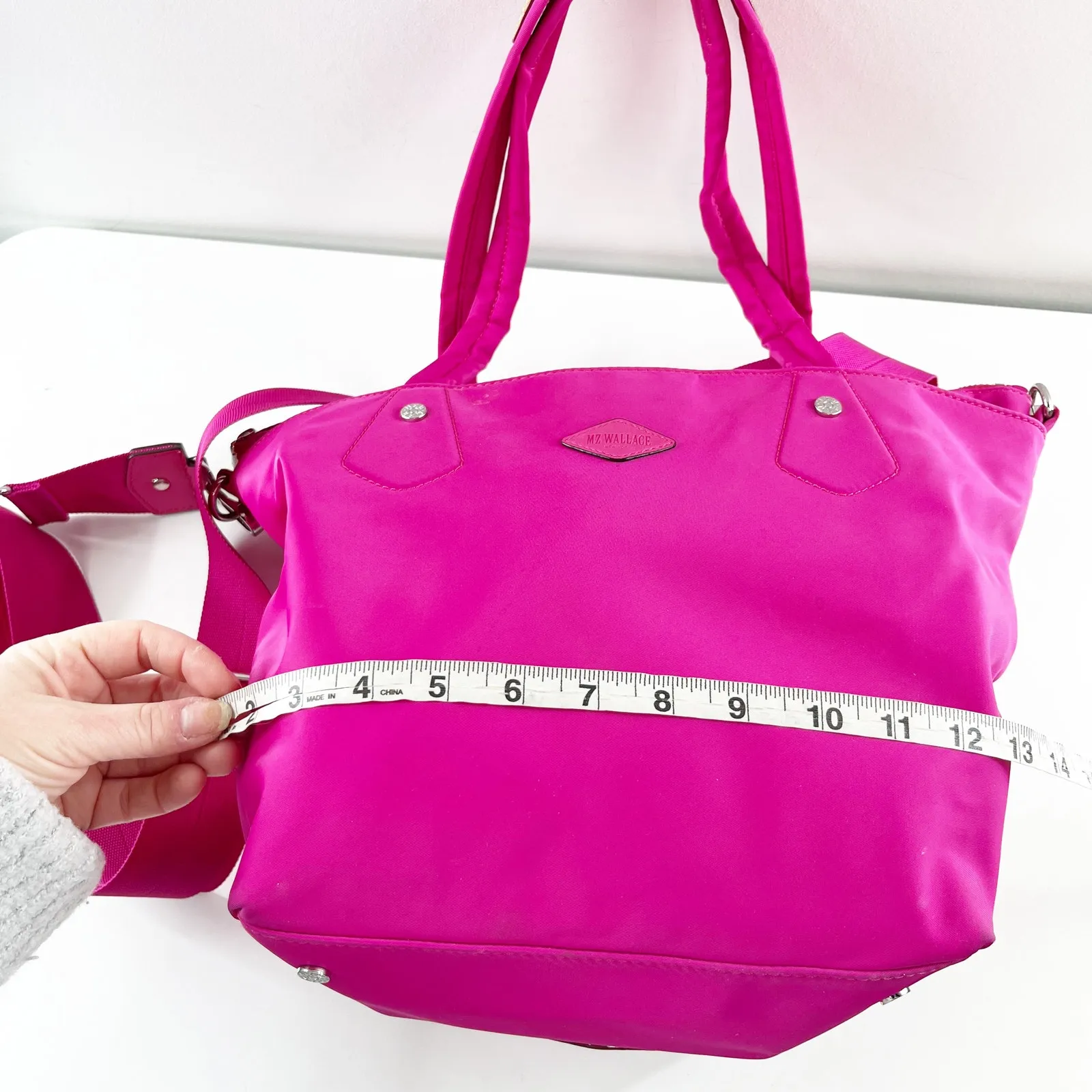 MZ Wallace Soho Nylon Tote Bag Purse Hot Pink - Image 10