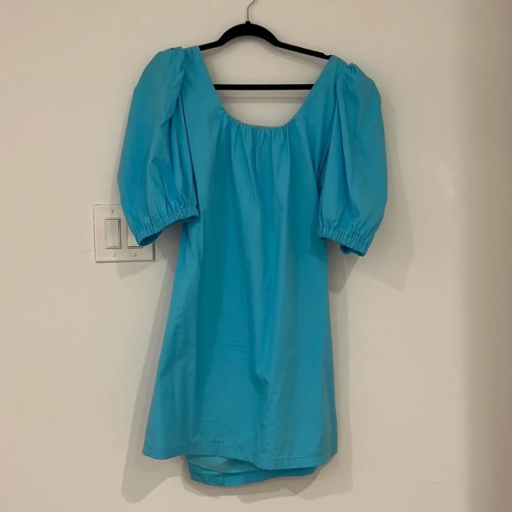 Turquoise Puff Sleeve Sun Dress - Image 3