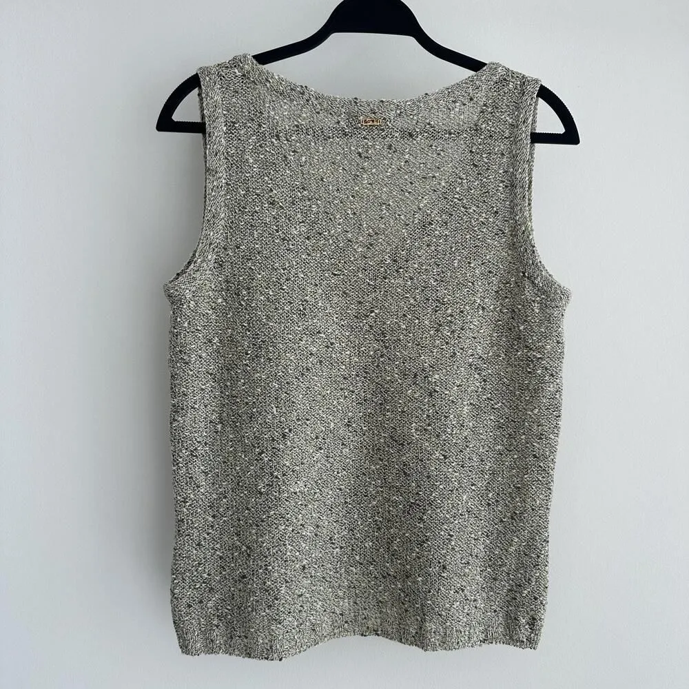 St John Sport Sweater Vest Womens Medium Gray Textured Knit Wool Boucle Tank Top - Image 5