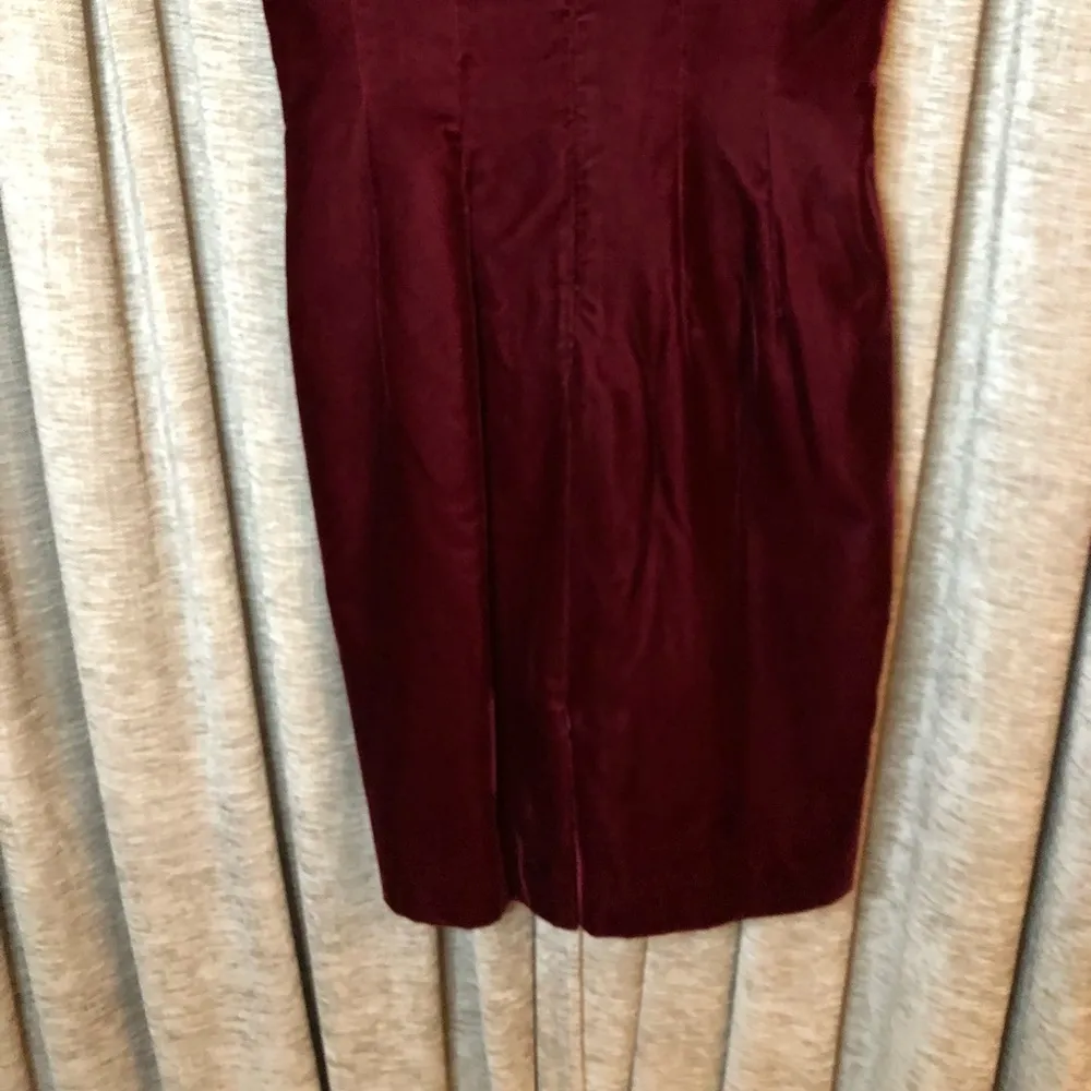 Vintage Liz Claiborne Dresses Burgundy Red Velvet Sweetheart Neckline Dress 10 - Image 16