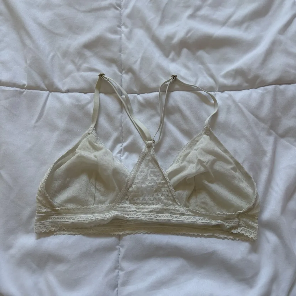 Madewell Intimates Geo Mesh Triangle Bralette White Womens Boho Hippie Fairy - Image 5