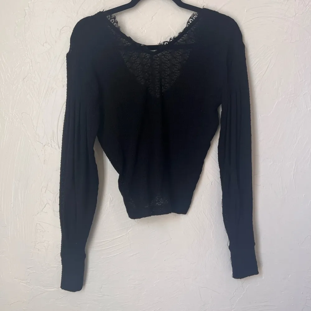 Free PeopleDream girl knit lace trim sweater top size XS - Image 8