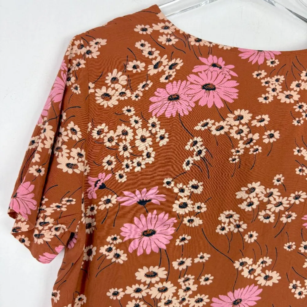 Madewell Novel Tie-Front Top in Hillside Daisies Burnt Clay Size Small S - Image 10