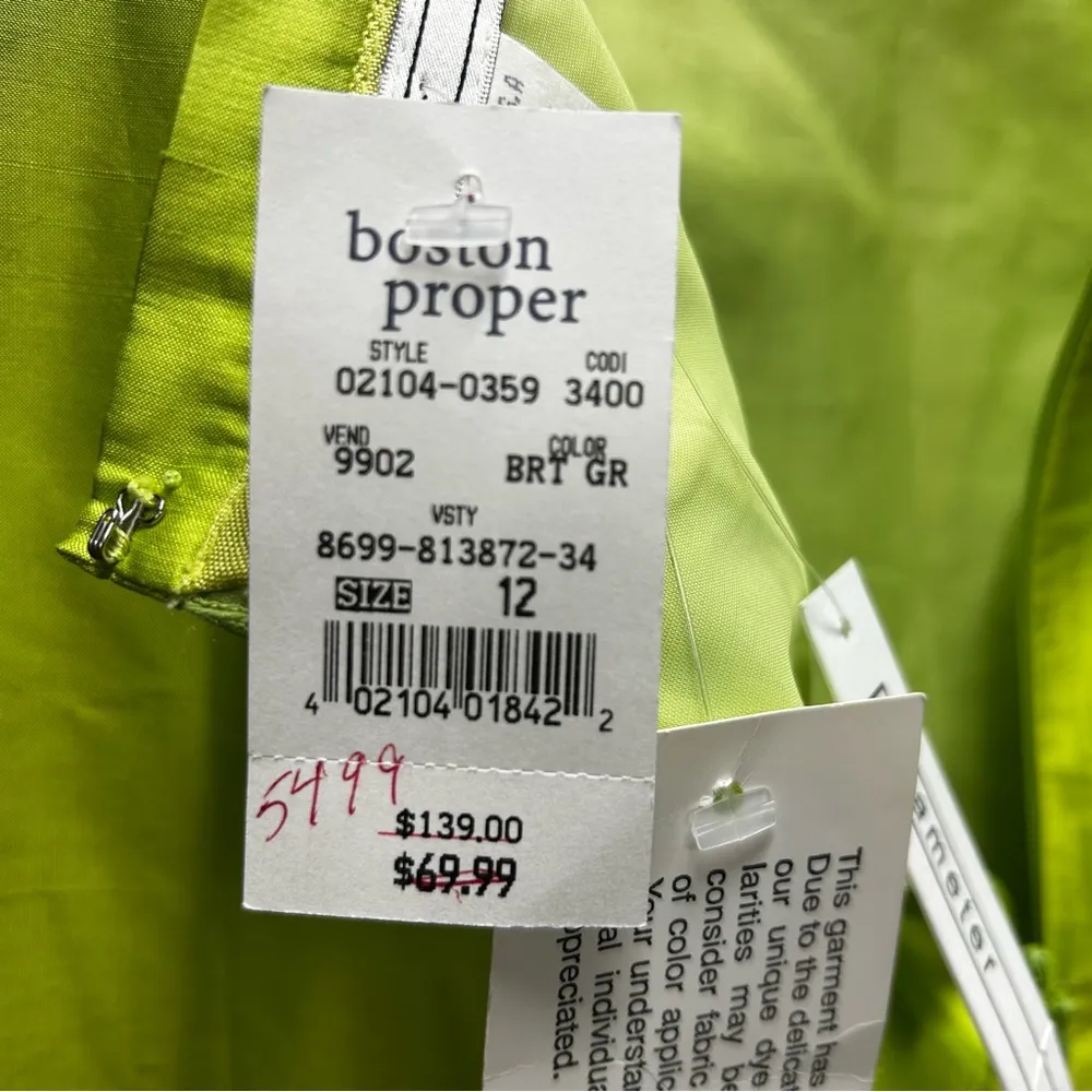 NWT Vintage Boston Proper 'Parameter' Bright Green Lace Sequin Silk Skirt: 12 - Image 4