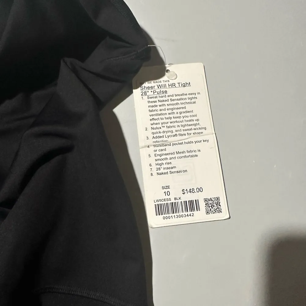 NWT Lululemon Leggings Sheer Will Pulse  HR Leggings Size 10  ($148 Retail)28” - Image 4