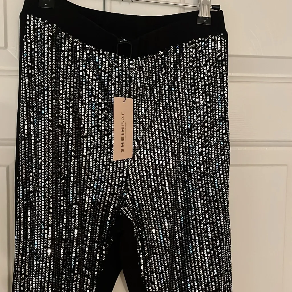 SHEIN Bae sequin leggings size M NWT Silver Size M - Image 2