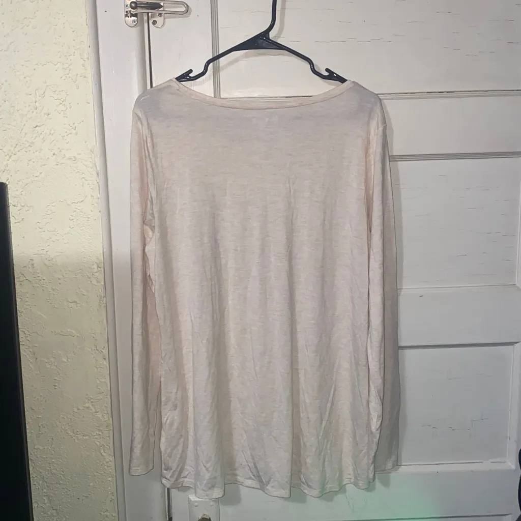 Stylus Cream Heathered Stretchy Round Neck Long Sleeve Tunic Size XL - Image 2