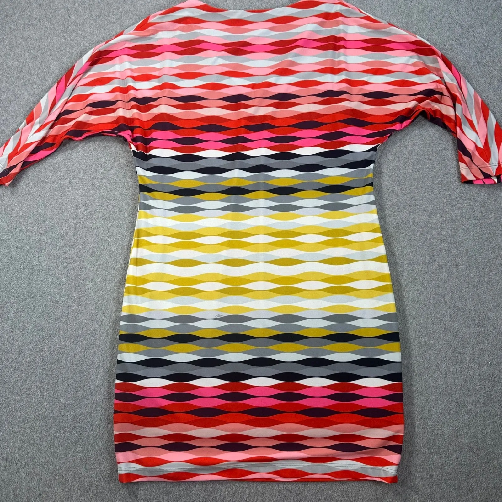 Trina Turk V-Neck Wavy Lines Dress Red Gray Yellow TD14R503 Pullover No Size Tag - Image 10