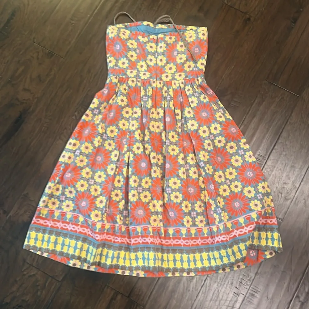 Plenty by Tracy Reese Strapless Dress with Floral Accents 2 EUC Yellow - Image 4