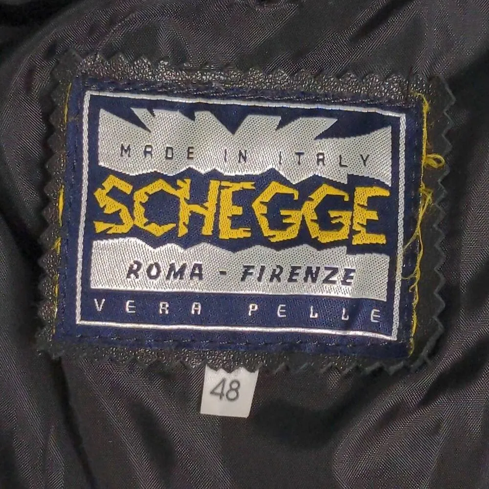 Schegge Womens Blazer Jacket Black Leather Buttons Pockets Half Belt Italy 48 Size undefined - Image 7