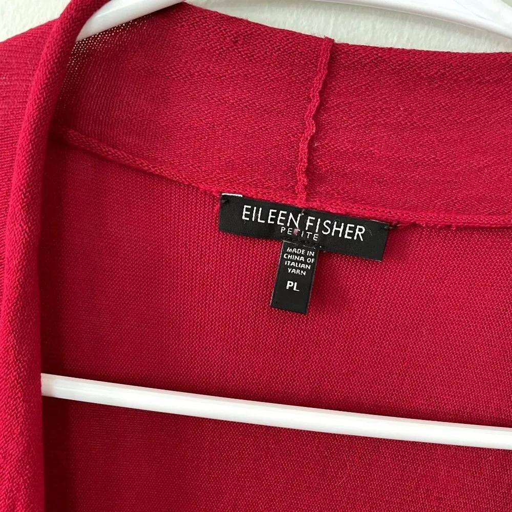 Eileen Fisher lightweight red cardigan knit classic comfortable style large - Image 3