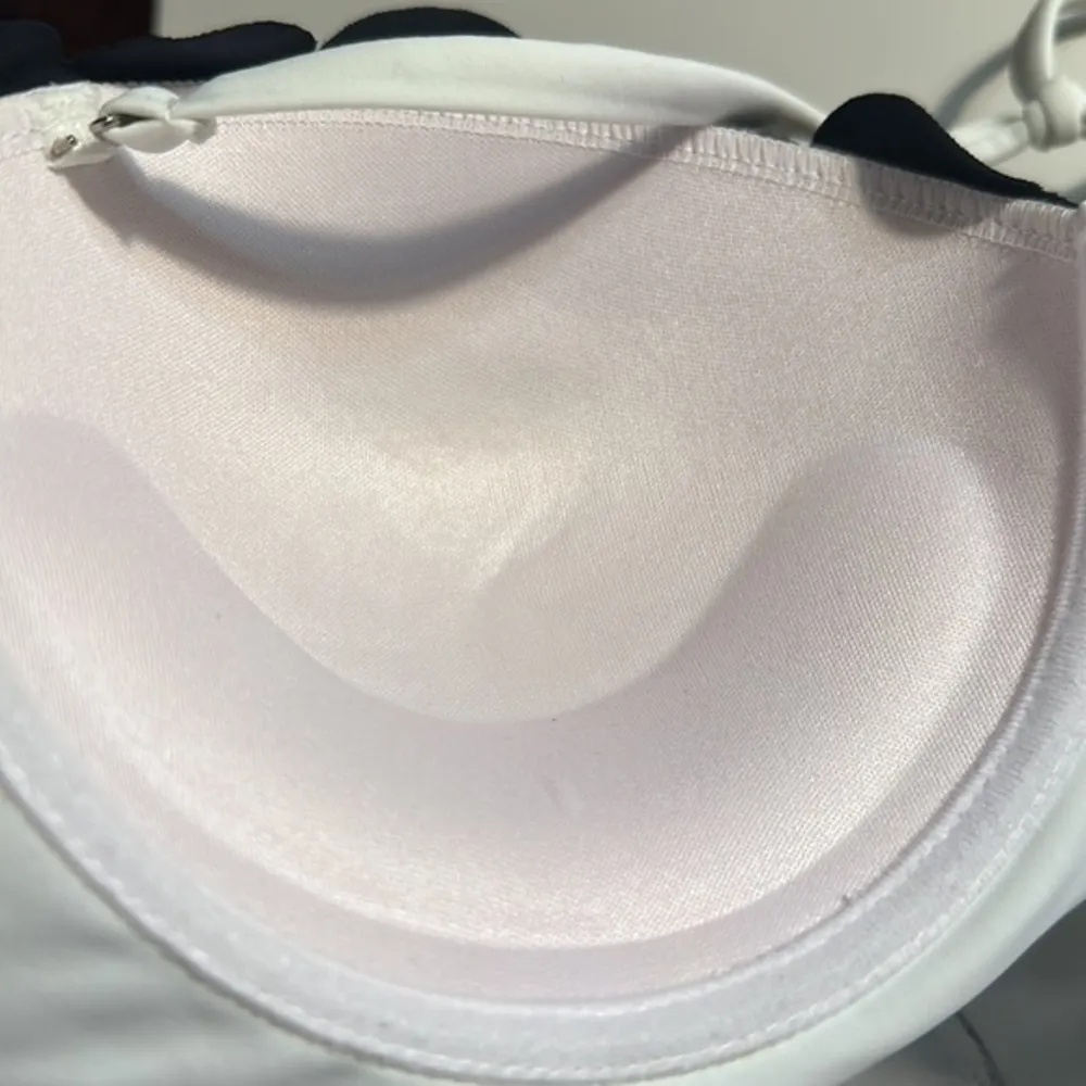 Black White Color Block Scallop Trim Push Up Halter Swimsuit Large NWT #2286 - Image 8