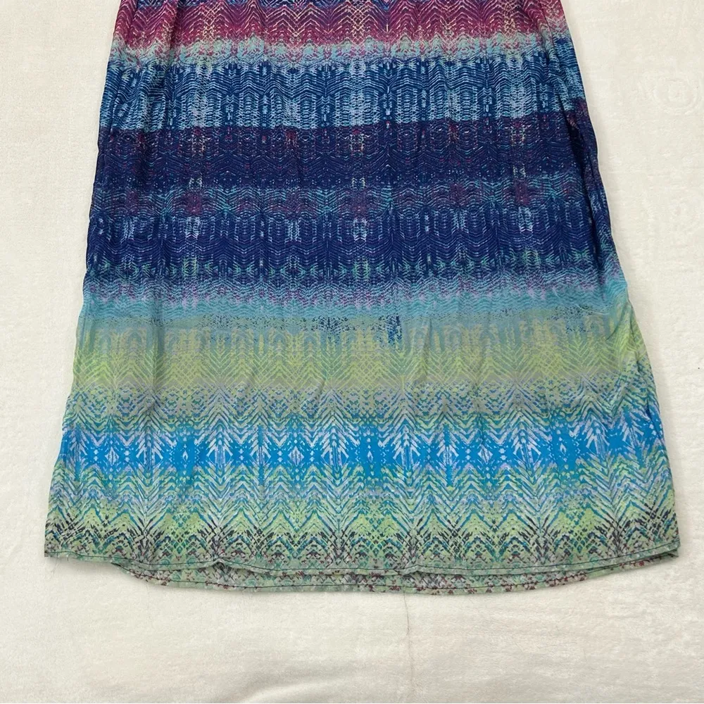 Allison Brittney Navy Multicolored Casual Summer Maxi Dress Women’s Size L - Image 4