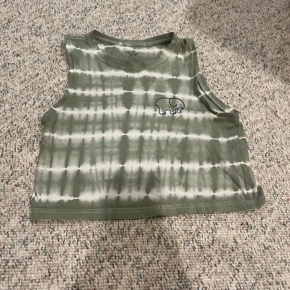 green lily pad tie dye cropped tank top S - Image 4