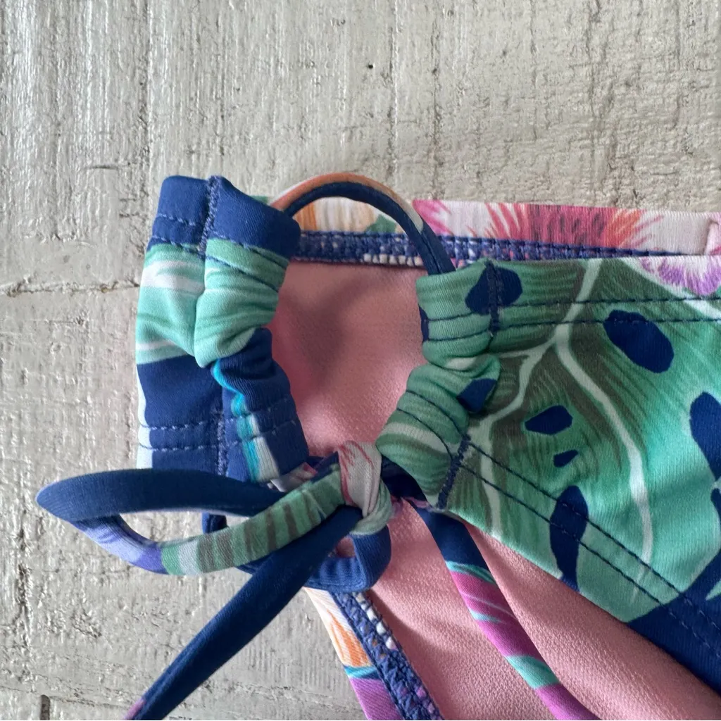 Hobie Floral Side Tie Bikini Bottom‎ NWT size XS Blue Tropical Hipster Swimsuit - Image 3