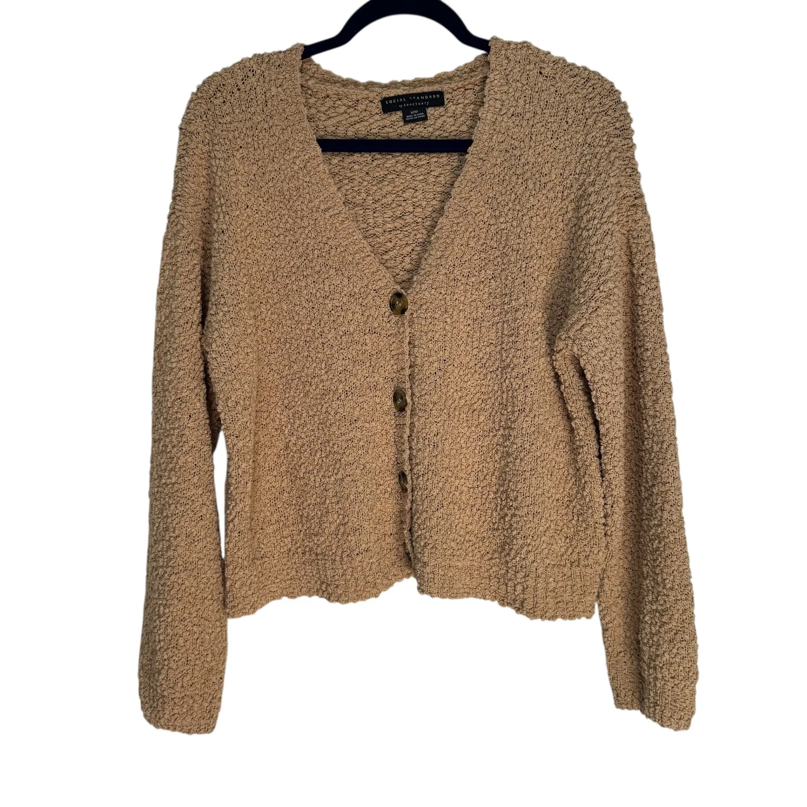 Social Standard by Sanctuary Knit Cardigan Sweater Beige Button Front M M Tan Size M - Image 9