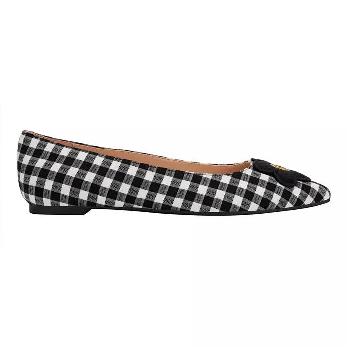 NEW Bandolino  Starry Embellished Flower Slip-On Flats Black White Gingham 9.5 - Image 5
