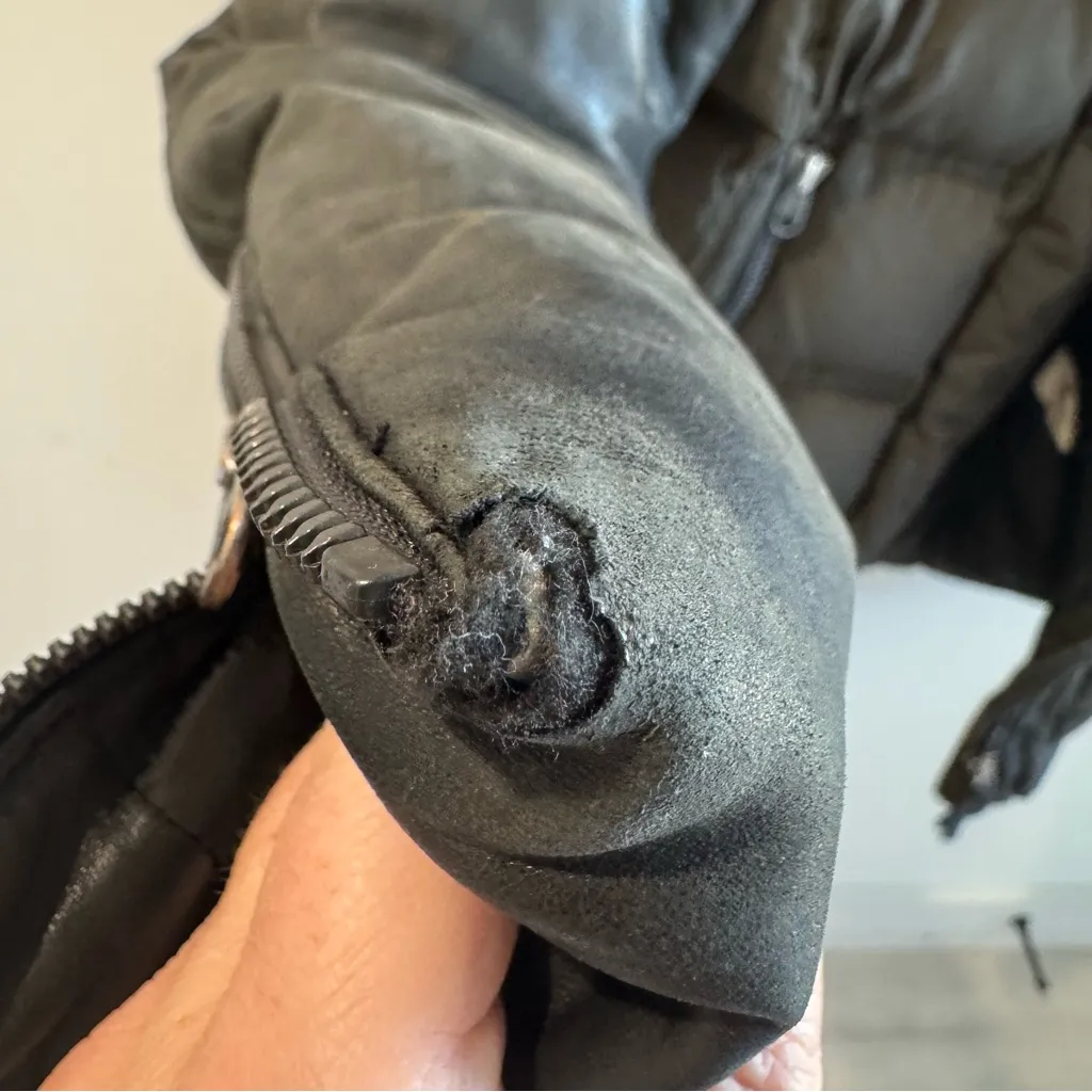 Mackage Lamb Leather & Down Hooded Puffer Jacket Small - Image 8