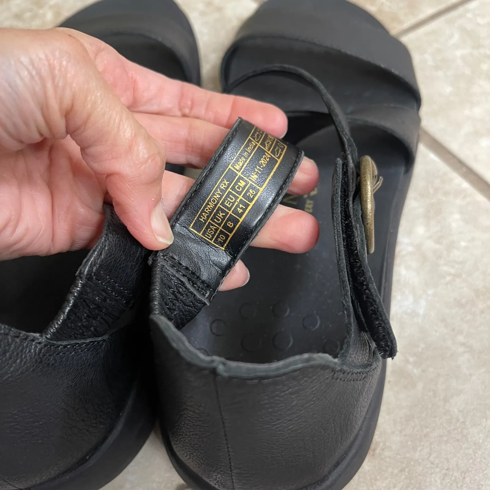 Vionic  womens Harmony Rx Strappy leather size 10 EUC hook loop recovery - Image 7