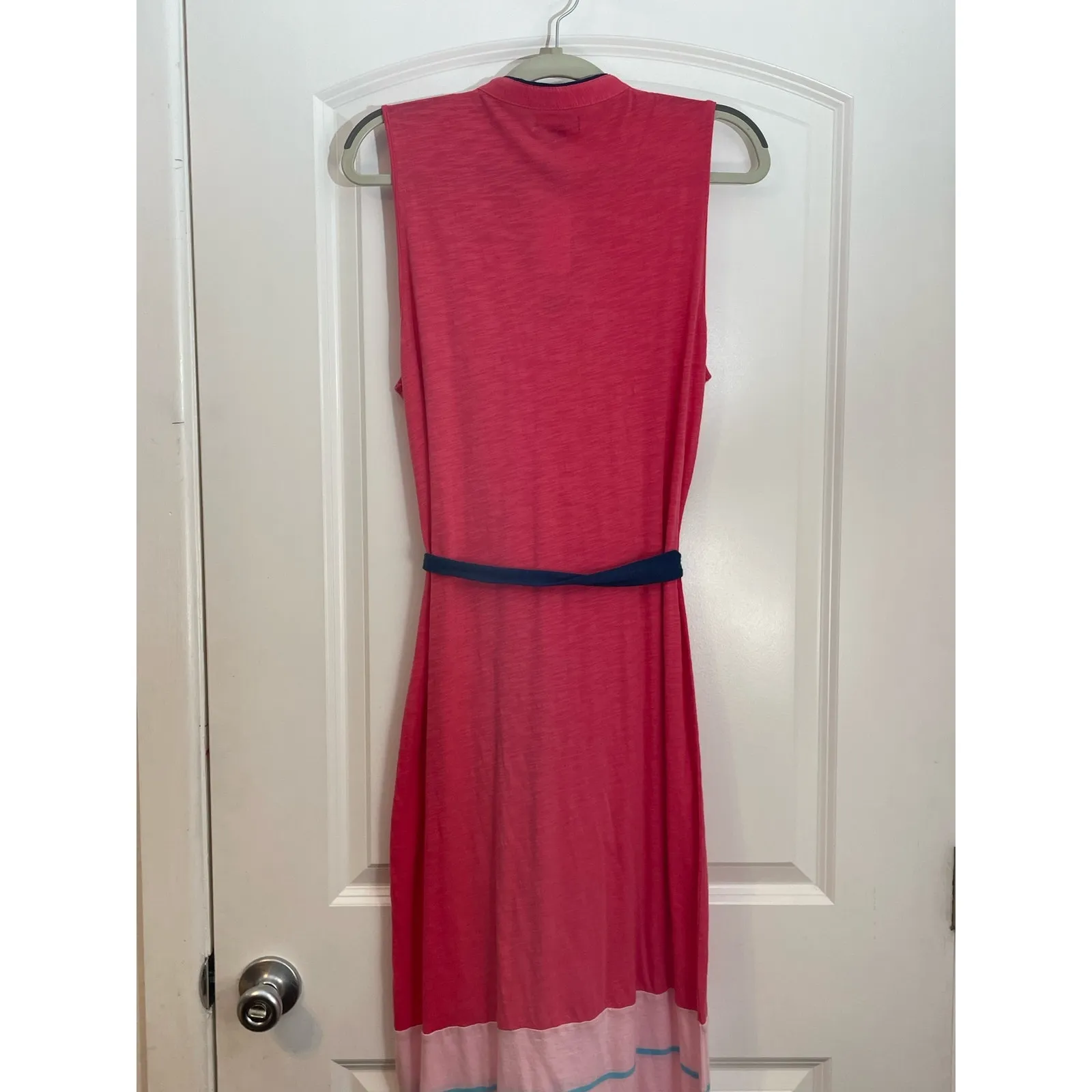 Nautica Maxi Dress Medium Pink Tie Belt Sleeveless Country Club Sporty Sailing - Image 5