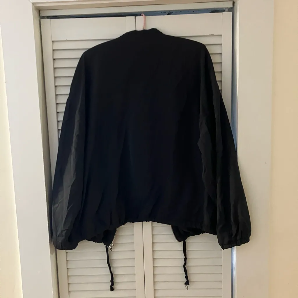 Zara TRF Satin Black Bomber Jacket - Image 3