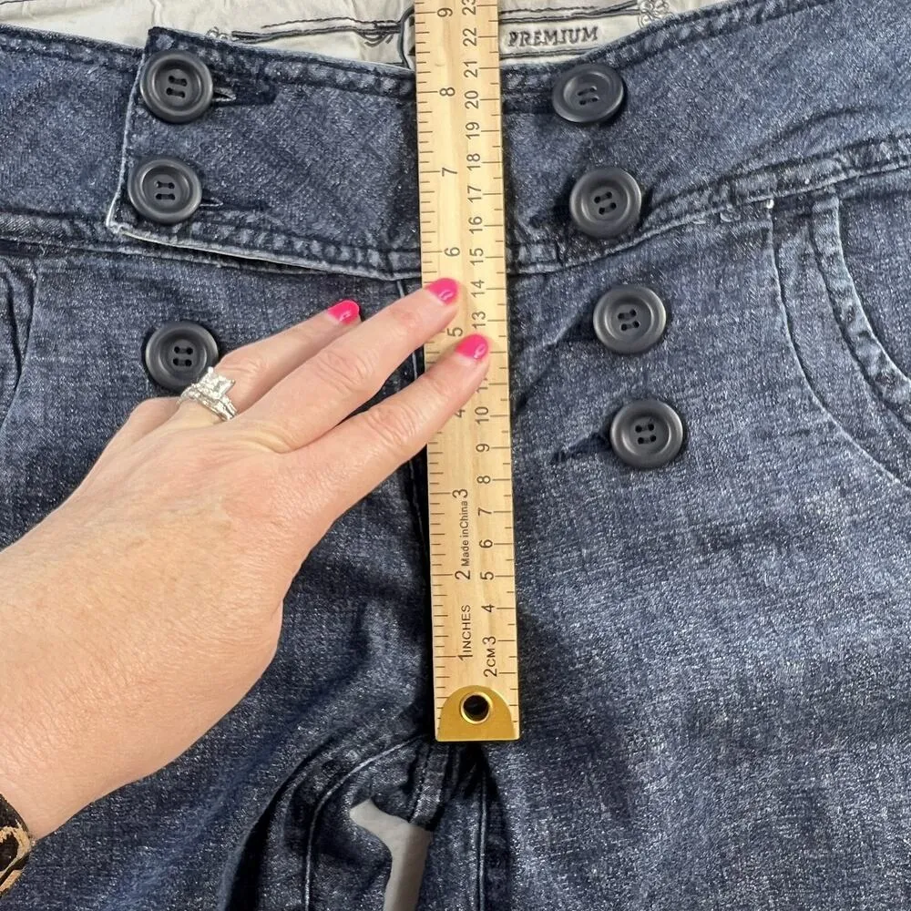 Y2K Zana Di Jrs 9 Bermuda Shorts Low Rise Blue Denim Sailor Long Street Grunge - Image 12