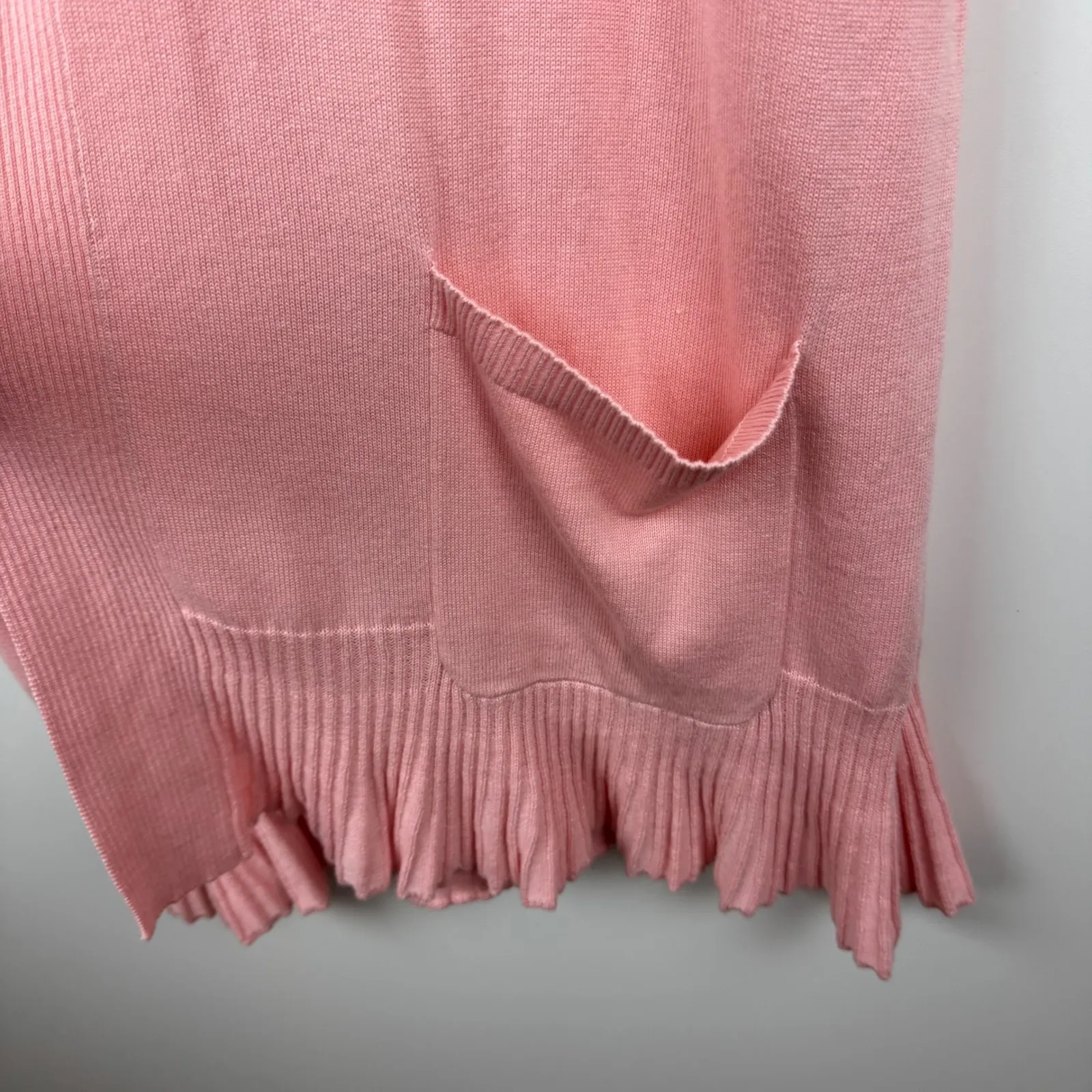 Isaac Mizrahi Live! Open Front Cardigan Duster Sz 2X Pink Ruffle Hem Drape Comfy - Image 2